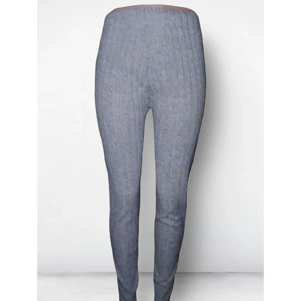 Gray Black Red Ankle Leggings XL Knit Polyester Spandex Elastic Waist Set Basics